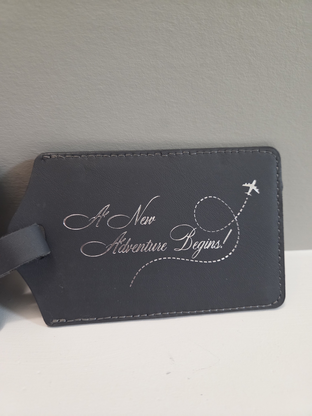 2 For $10 NWT 2 Gray A New Adventure Begins Luggage Tag Set Travel Suitcase Bag